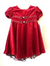 Bonnie Jean Dress Red Velvet w Crinoline Ribbon Bling Xmas Size 2T 10079