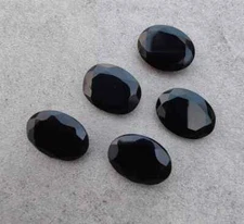 [WHOLESALE] NATURAL  BLACK ONYX FACETED OVAL SHAPE LOOSE GEMSTONE