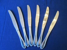 SET 6 DINNER KNIVES! Vintage STAINLESS STEEL finish: LOVELY!