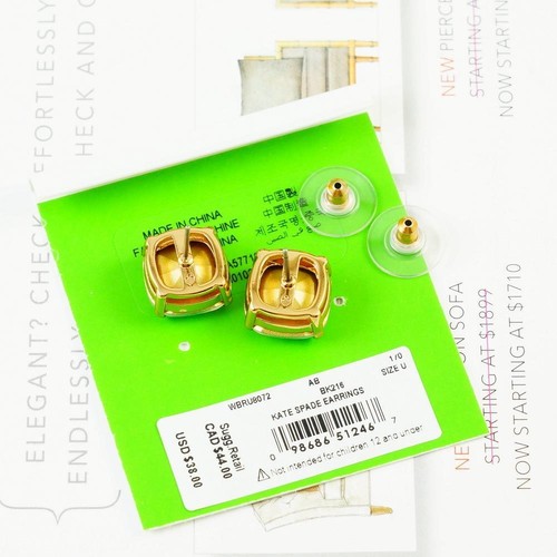 NWT Kate Spade Square Stud $38 AB Aurora Gold tone - Imagen 4 de 5