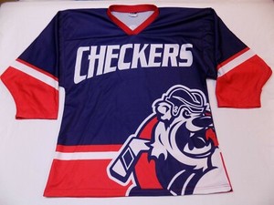 NWOT-Vintage-Charlotte-Checkers-OT-Sports-Replica-ECHL-Hockey-Jersey-L-3X-Number