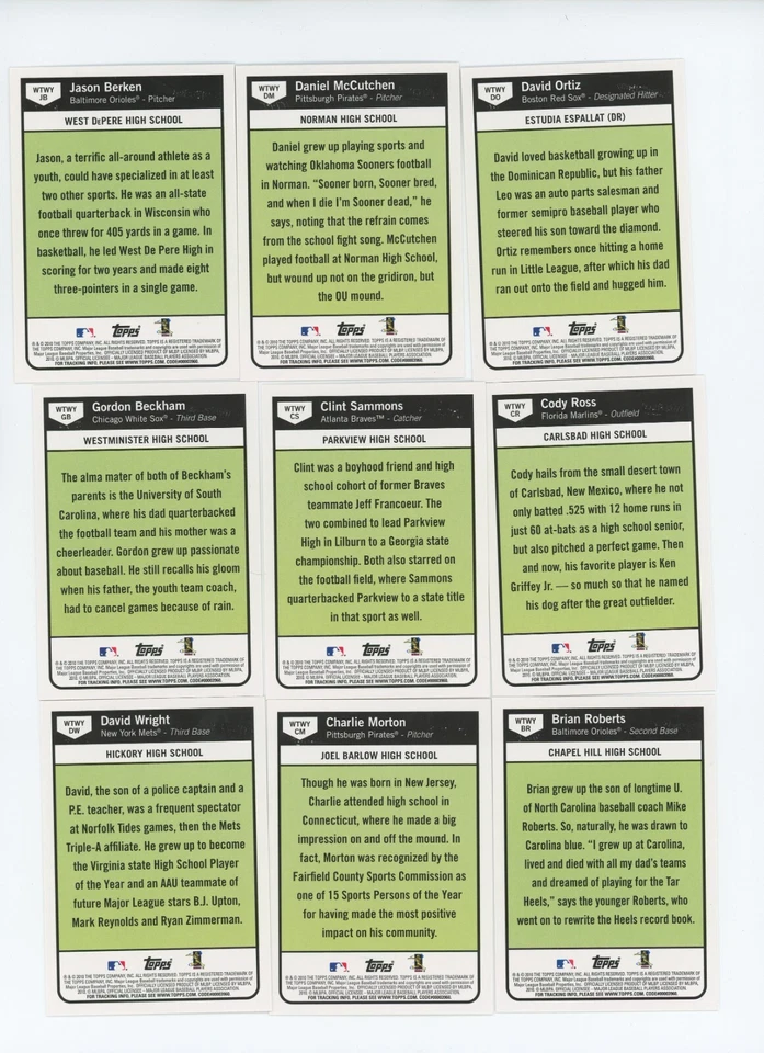 Juego completo de 18 cartas Topps When They Were Young 2010 Yadier Molina Pre-RC Ortiz Foto 4 de 4