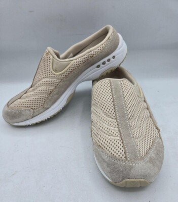 Easy Spirit Womens Traveltime Beige Slip on Comfort Mules Clog Size 6-READ