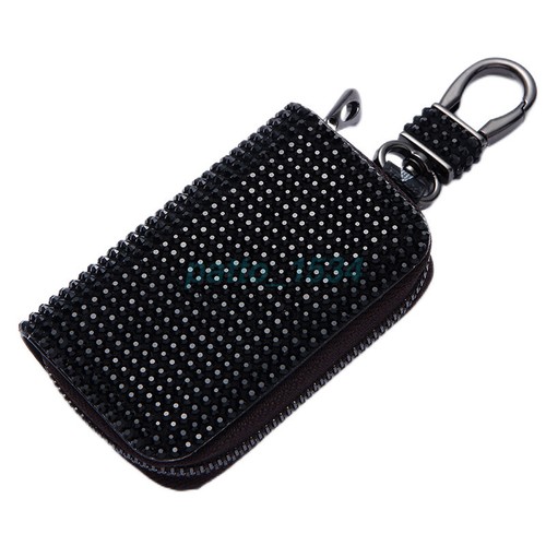Diamond Inlay PU Leather Wallet Car Key Holder Case Keychain Bag Pouch Gifts NEW - Picture 10 of 12