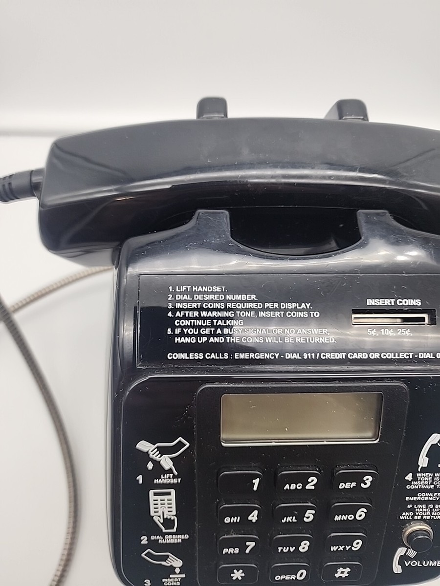 Vintage G Tel Desk Top Pay Phone Model 909 Black With