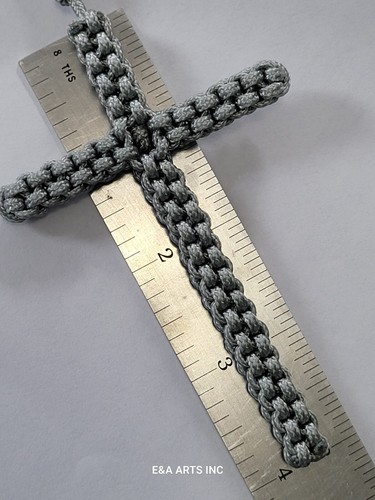 Paracord Halskette grau Kreuz 10 cm x 6 cm Handarbeit - Bild 13 von 15