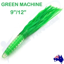 9" 12" Green Machine Bullet Tuna Skirted Trolling Lure Game Fishing Marlin Lures