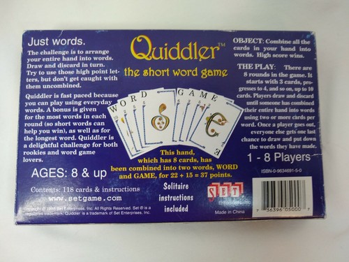 Quiddler ages 8 + University Games box damage clean & Complete - Picture 6 of 7