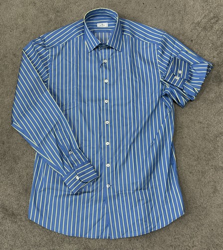ETRO Blue Striped Shirt Size 41 - Picture 7 of 9
