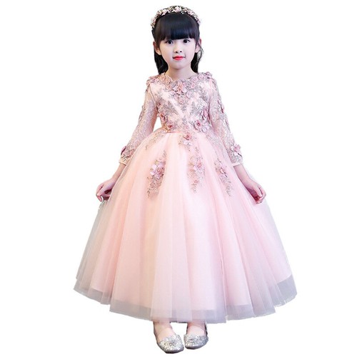 Children Princess Girl Evening Dress Wedding Dress Birthday Long-Sleeve Costume - Bild 6 von 23