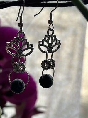 Lotus Earrings Lotus Oil Diffuser Lava Lotus Lotus Flower Diffuser Earrings Esse