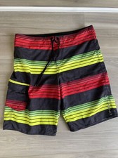 Oneill O'neill Boardshorts Swim Trunks Mens Sz 36 Jamaica Green Yellow Red Black
