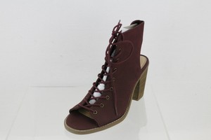 burgundy open toe boots