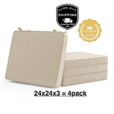 Outdoor Chair Cushions Set of 4 Waterproof  Fade Resistant Seat Cushion 24x24x3