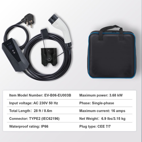 Portable EV Charger EV Cable de carga Tipo 2 CEE 7/7 Enchufe 16A 220-240V - Photo 7/12
