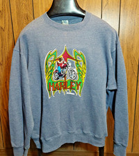 vintage Harley Davidson sweatshirt gray large 70s transfer Fruit of the Loom tag