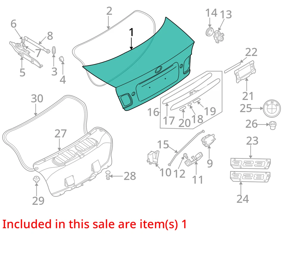 Maletero/portón trasero sedán mercado de Canadá para BMW 320i 2729261 01-05 Foto 4 de 4