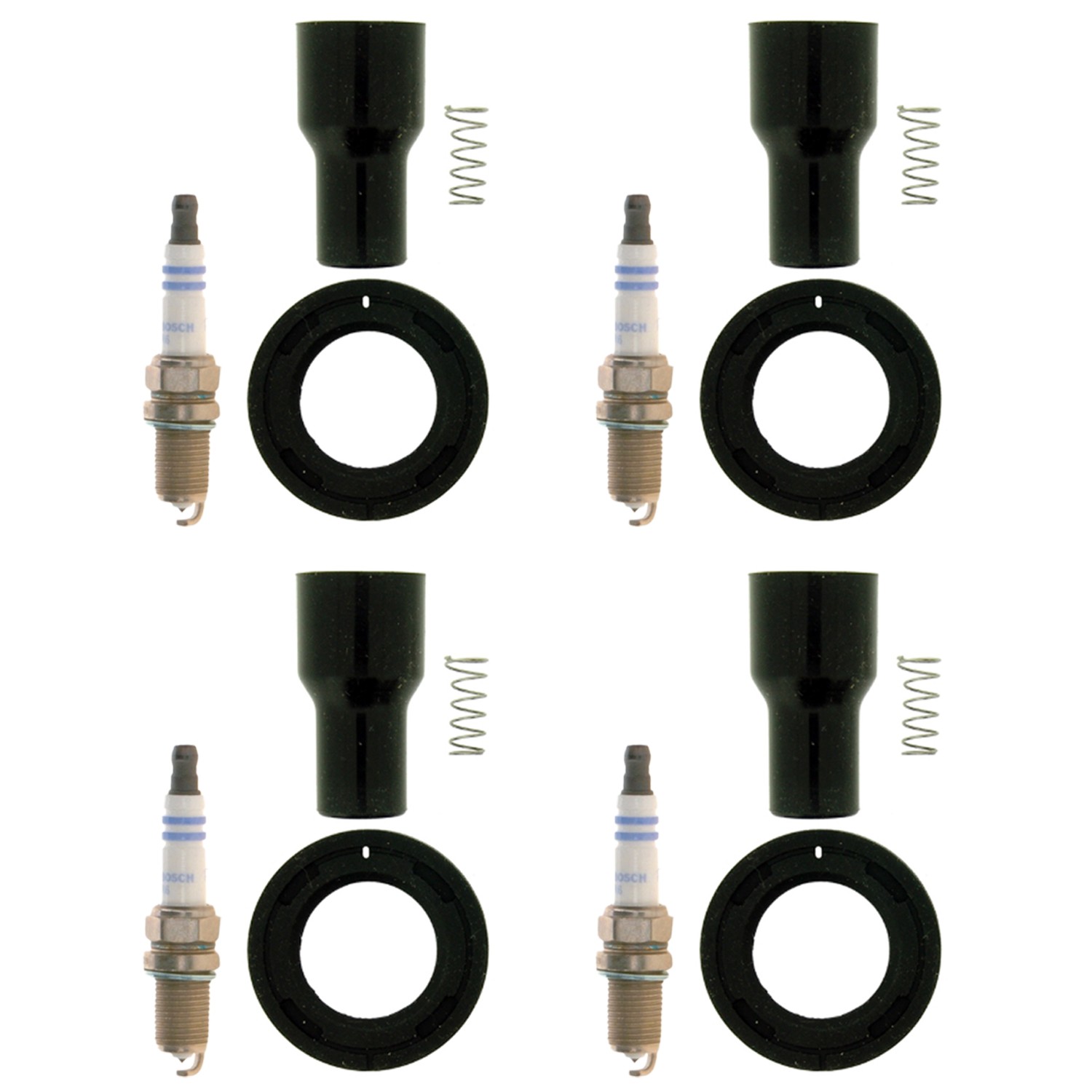 Bosch 4 Platinum Spark Plugs  NGK Coil Boot Kit for Solara xB 2.4 L4 2AZ-FE Gas