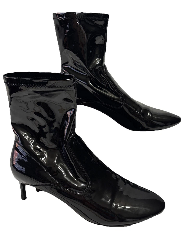 Botines Zara Basic Tacón Charol Brillante Bloggers Talla 9 Grunge Gótico Foto 2 de 4