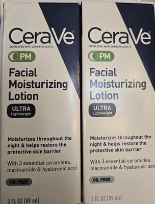 CeraVe PM Facial Moisturizing Lotion Skin Care Set - 3oz 2PK Damage Box