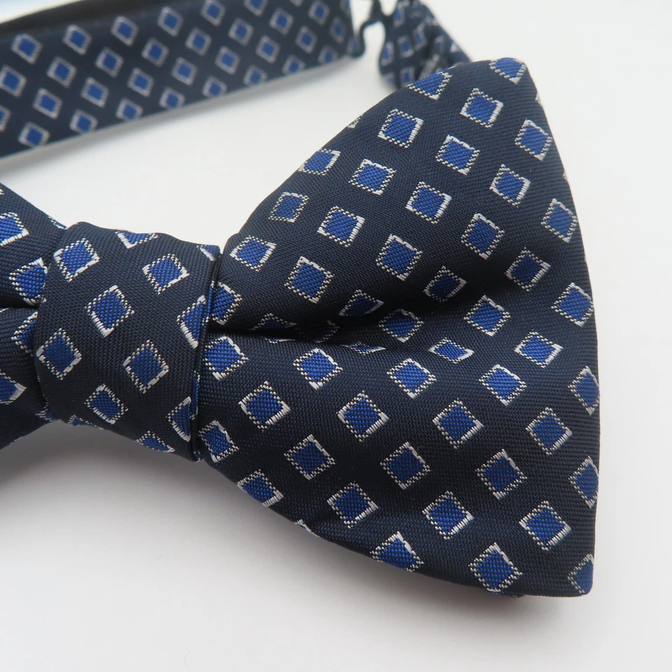 Alfani 领结蓝色黑色格子 2.5 英寸宽预绑正式燕尾服聚酯纤维 — 第 2/4 张图片