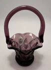 VTG Small FENTON Amethyst Purple Art Glass Basket w/ Applied Handle 4 3/4” Tall