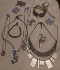Vintage Mod Mixed Lot 12 Designer Signed Silver Tone Wearable Costume Jewelry