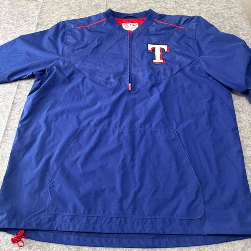 Majestic Texas Rangers Cool base JACKET MEN'S 2XL Baseball Blue KANGAROO POCKETS