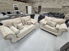 Brand New| Rio Chesterfield Sofa 3 2 Seater|Plush Velvet|Full Back|Extra Cushion