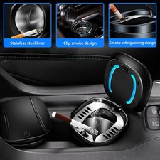 Autoaschenbecher KFZ Aschenbecher mit Deckel LED Gluttöter Licht Getränkehalter