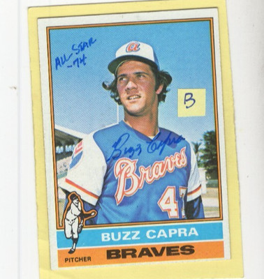 Autographed Buzz Capra '74 All-Star added Braves 1976 Topps