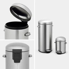 8 Gal./30L & 1.3 Gal./5L Retro Step-On Stainless Steel Trash Can Combo