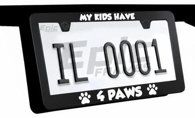 1X  My Kids Have 4 Paws License Plate Frame   Cute Pet Parent Car Accessory