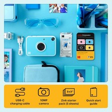 Kodak Printomatic+ Fotocamera Digitale Istantanea 10MP Con Led Rgb, Stampa Foto A Colori Su Carta Zink 2X3” – Blu - 3