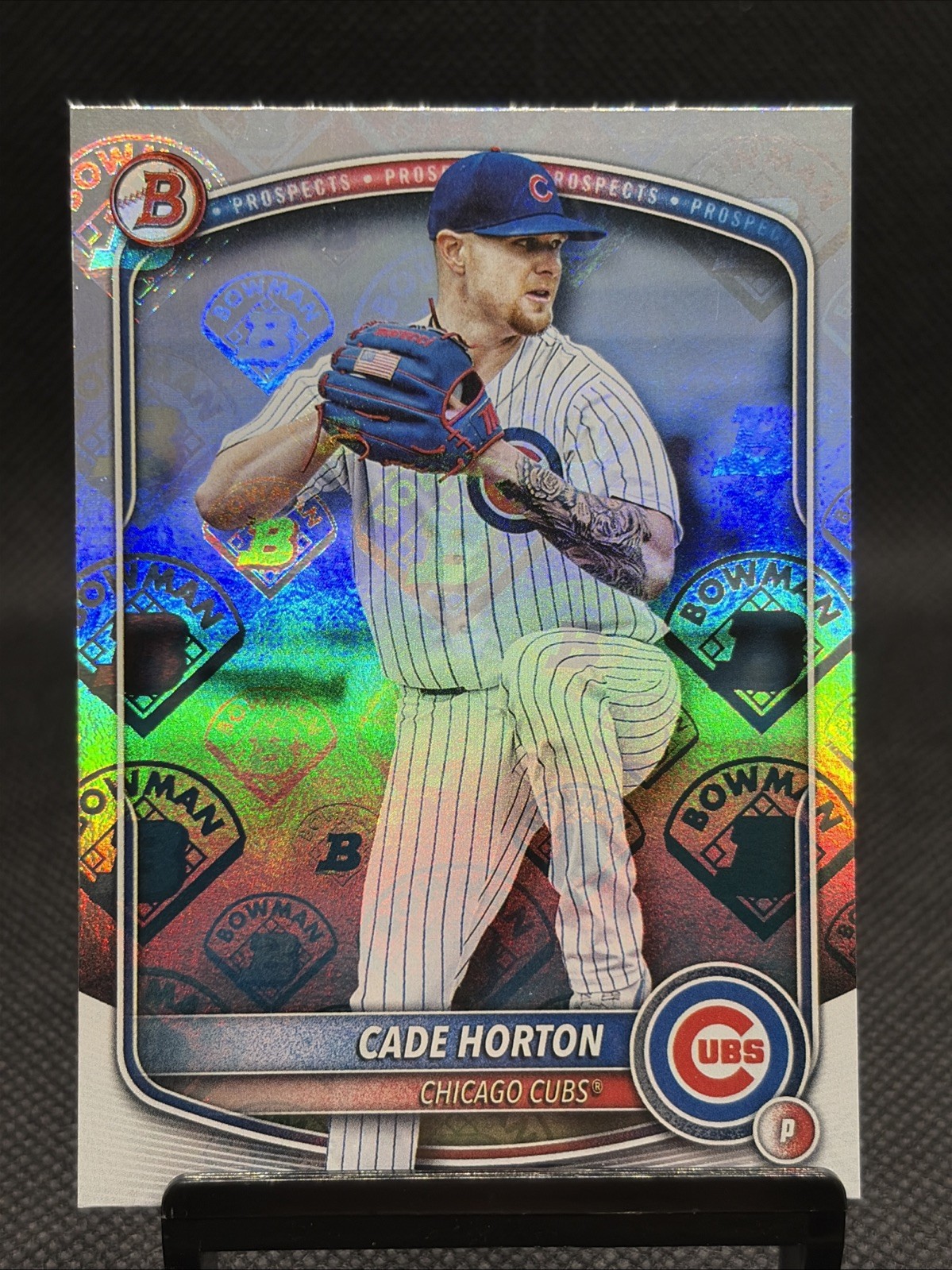 2025 Bowman - Prospects Cade Horton #BP-10 Bowman Retro Logo Pattern Foil (RC)