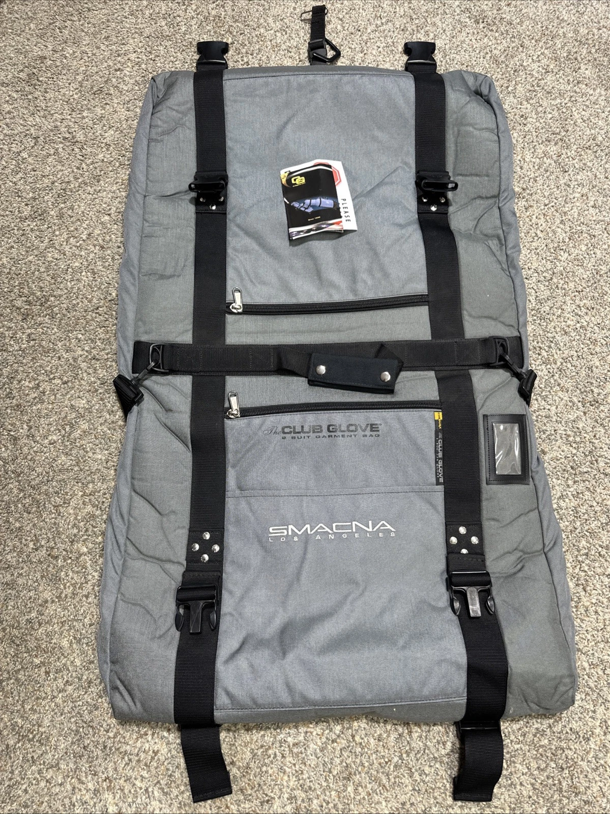 The Club Glove Traveling 2 Suit Garment Bag grey Hand Made Smacna
