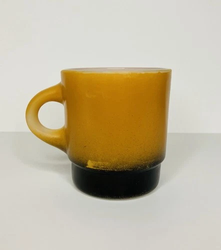 Vintage Anchor Hocking Fire King Orange to Black Glass Stacking Coffee Mug Cup