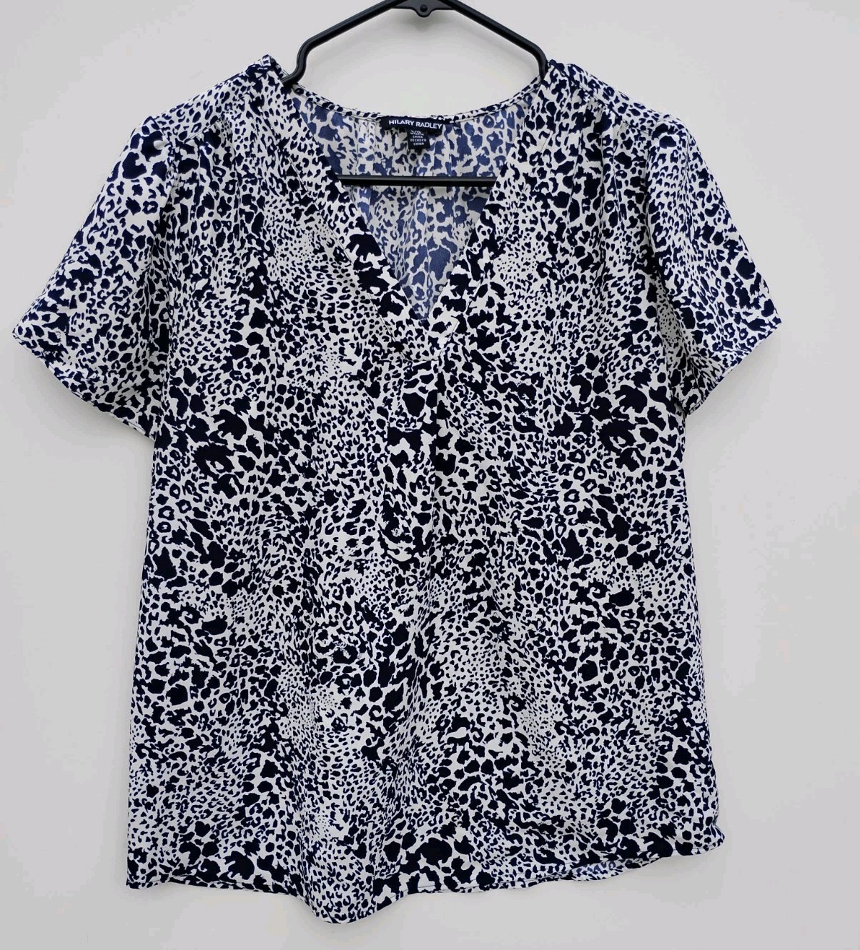 HILARY RADLEY Black & White Lightweight Short Sleeve Tunic Blouse Large