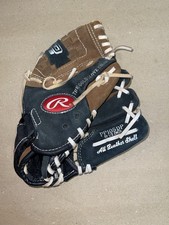 Rawlings SAVAGE LEATHER SUEDE Youth Baseball Glove PP105DP 10.5  RHT Black Brown