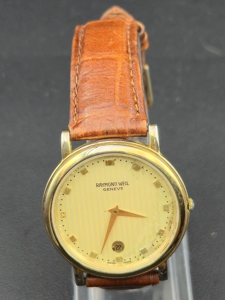 1980s Raymond Weil Geneve 5528 34mm Gold-Plated Quartz Dress Watch