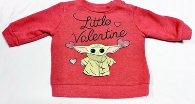 Star Wars Grogu Baby Yoda Little Valentine Light Red Sweatshirt 0-3M