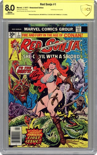 Red Sonja #1 CBCS 8.0 Newsstand Witnessed Sig Shooter/Thomas 1977 23-0B0CC15-048