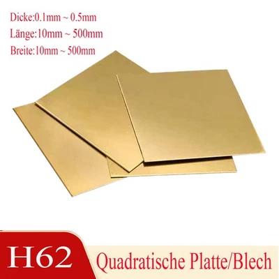 GOO BETTTER Quadratische Platte/Blech Aus Messing Verschiedene Größen Dick 0.1mm - 0.5mm