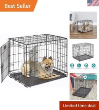 24-Inch Metal Wire Dog Crate with Divider Panel and Leak-Proof Tray