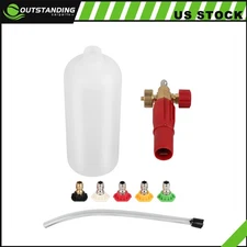 Heavy Duty Foam Cannon Professional Car Wash Pressure Washer 1/4In 5 Nozzle Tips