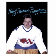 Richard Brodeur Autographed Quebec Nordiques Close Up 8x10 Photo