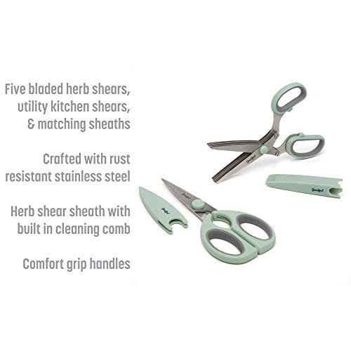 Goodful Juego de tijera de cocina utilitaria y cizalla de hierbas de 5 hojas, acero inoxidable premium con - Imagen 3 de 12