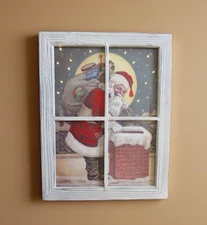 Primitives by Kathy Wood Framed Christmas Santa 19" x 14.5" LED Light Up w/Timer