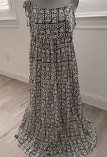 Emerson Fry India Collection Womens White Green Block Print Maxi Dress SZ Large