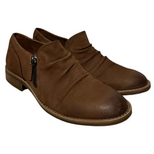 Brown Leather Boho Ankle Boots Booties 8 Flats